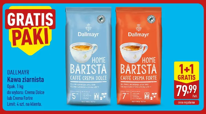 Kawa ziarnista Dallmayr Home Barista Caffè Crema Forte promocja w Aldi
