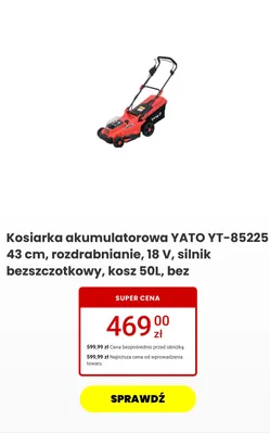 Kosiarka akumulatorowa YATO YT-85225 43 cm rozdrabnianie 18V silnik bezszczotkowy kosz 50 l promocja w Media Expert