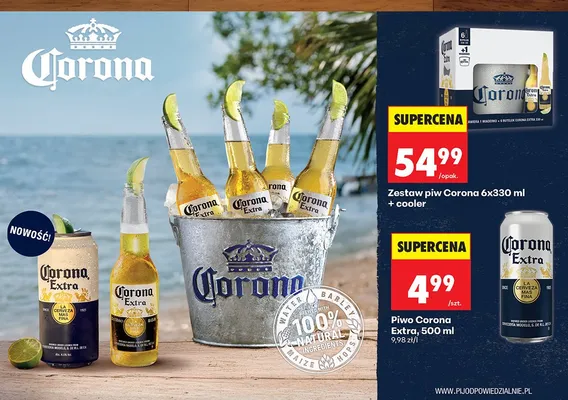 Zestaw piw Corona Extra 6x330ml + cooler promocja w Biedronka