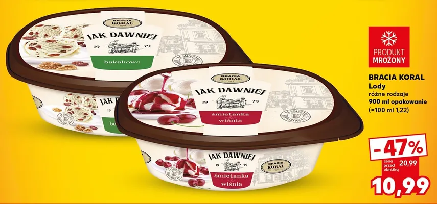 Lody Jak Dawniej śmietanka wiśnia Bracia Koral promocja w Kaufland