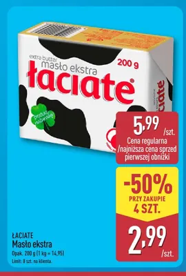 Masło ekstra Łaciate promocja w Aldi