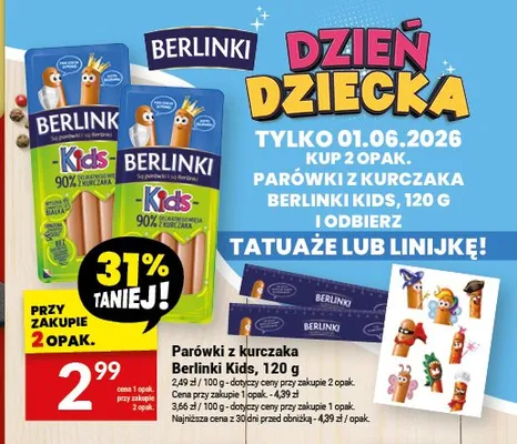 Parówki z kurczaka Berlinki Kids promocja w Twój Market