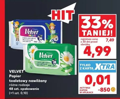 Papier toaletowy nawilżany Velvet Junior promocja w Kaufland
