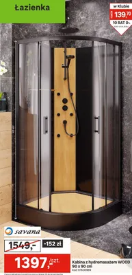 Kabina z hydromasażem WOOD 90 x 90 cm promocja w Leroy Merlin