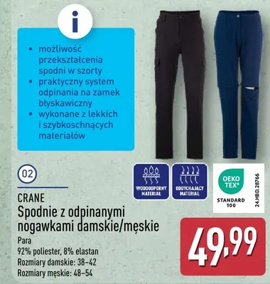 Spodnie z odpinanymi nogawkami męskie  promocja w Aldi