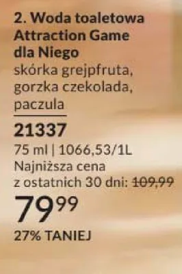 Woda toaletowa Attraction Game dla Niego promocja w AVON