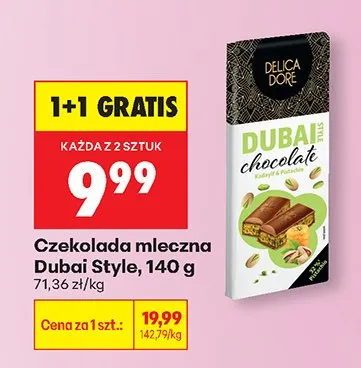 Czekolada mleczna Dubai Delica D'Ore promocja w Biedronka