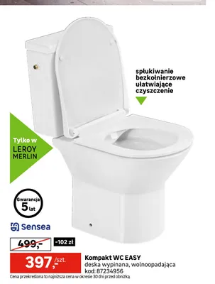 Kompakt Wc Easy deska wypinana wolnoopadająca Sensea promocja w Leroy Merlin