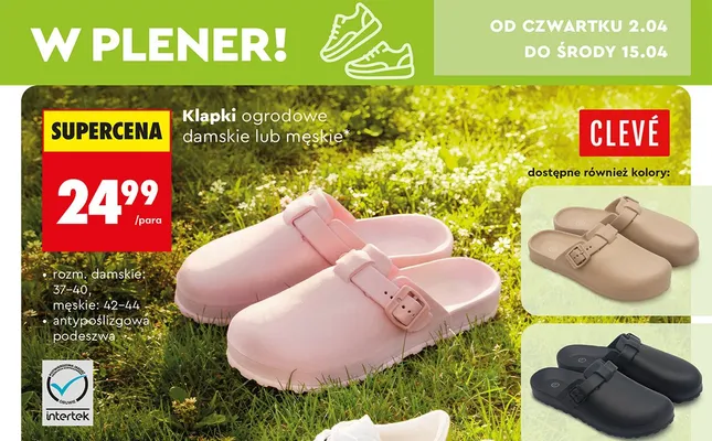 Klapki ogrodowe damskie lub męskie promocja w Biedronka