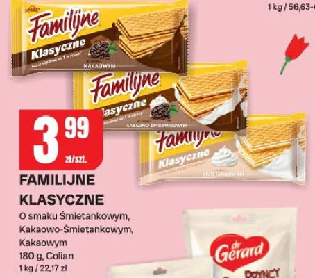 Wafelek familijne klasyczne o smaku śmietankowym, kakaowo-śmietankowym, kakaowym promocja w Chorten