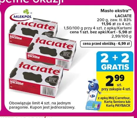 Masło ekstra Łaciate promocja w Carrefour Market