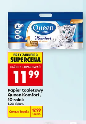 Papier toaletowy Queen Komfort 10-pak promocja w Biedronka