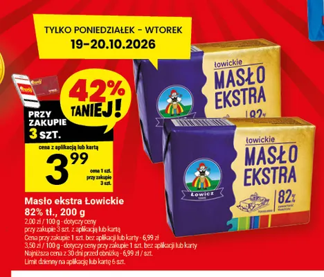 Masło ekstra Łowickie 82% promocja w Twój Market