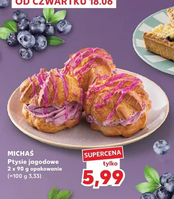 Ptysie jagodowe Michaś 2-pak promocja w Kaufland