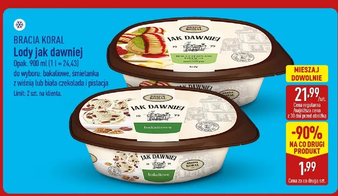 Lody jak dawniej bakaliowe Bracia Koral promocja w Aldi