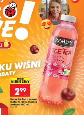 Napój Ice Tea o smaku białej herbaty z wiśnią 750 ml Remsey promocja w Biedronka