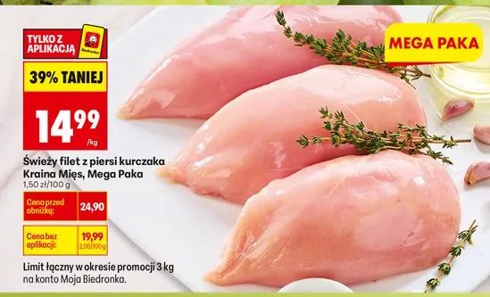 Świeży filet z piersi kurczaka, Mega Paka promocja w Biedronka
