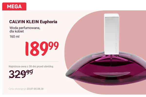 Woda perfumowana Calvin Klein Euphoria dla kobiet promocja w Rossmann