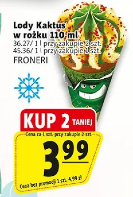 Lody Kaktus w rożku promocja w Prim Market