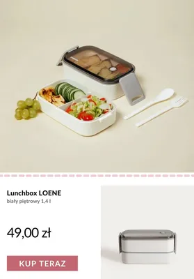 Lunchbox Homla Loene biały piętrowy 1,4 l promocja w Homla