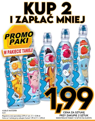 Woda smakowa Kubuś Waterrr arbuz i truskawka promocja w Kupiec