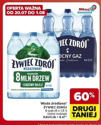 Woda źródlana gazowana Żywiec Zdrój Mocny Gaz 6-pak promocja w Carrefour Market