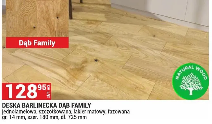 Deska barlinecka Dąb Family promocja w Merkury Market