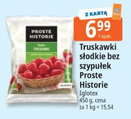 Truskawki słodkie bez szypułek Proste Historie Iglotex promocja w Leclerc