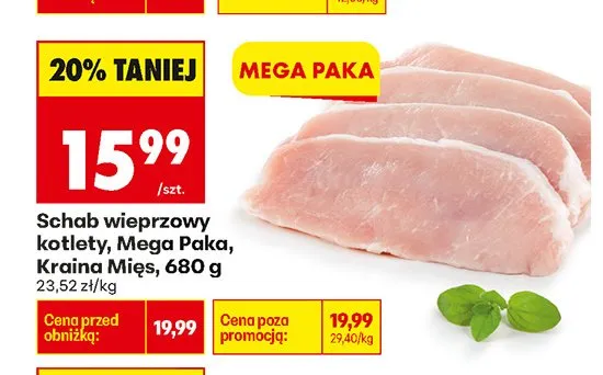 Schab wieprzowy kotlety Mega Paka Kraina Mięs promocja w Biedronka