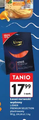 Łosoś norweski wędzony Lisner Premium Selection plastrowany promocja w Intermarche