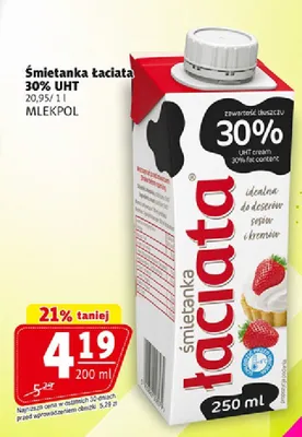 Śmietanka Łaciata 30% UHT promocja w Prim Market