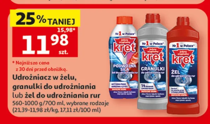Granulki do udrożniania rur Kret promocja w Auchan