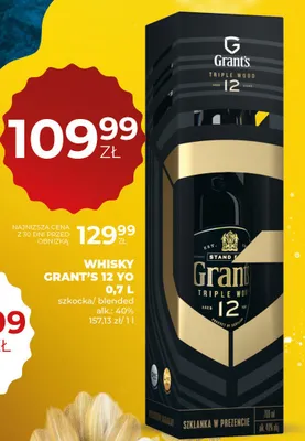 Whisky Grant's 12 YO 0,7L promocja w Duży Ben