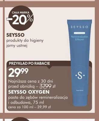 Pasta do zębów remineralizacja i odbudowa Oxygen Seysso promocja w Super-Pharm