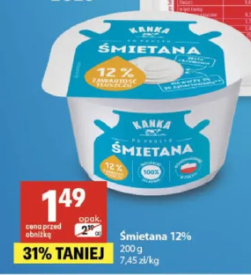 Śmietana Kanka 12% promocja w Delikatesy Centrum