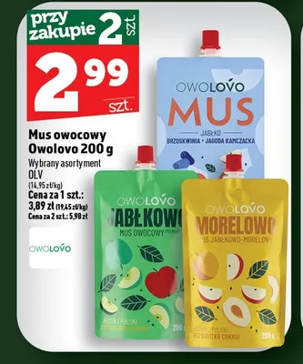 Mus owocowy jabłkowo-morelowy Owolovo promocja w TOPAZ