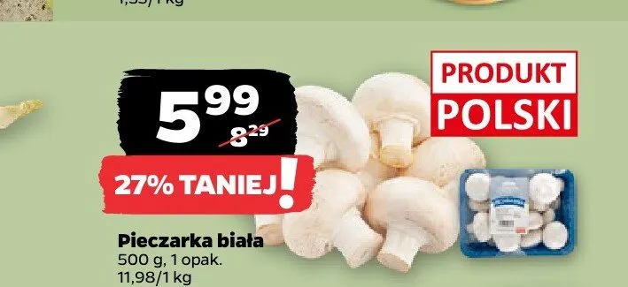 Pieczarka biała polska promocja w Netto