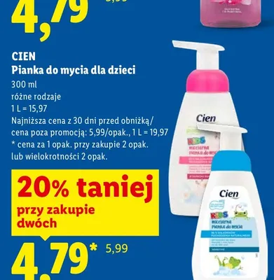 Pianka do mycia dla dzieci Cien Kids promocja w Lidl