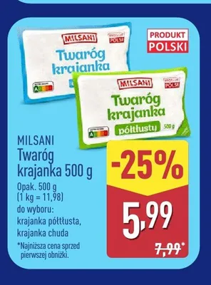 Twaróg krajanka półtłusta Milsani promocja w Aldi