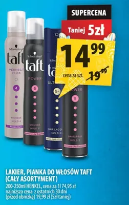 Lakier, pianka do włosów Taft (cały asortyment) promocja w Arhelan
