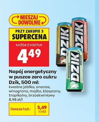 Napój energetyczny Dzik winogrono promocja w Biedronka