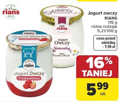 Jogurt owczy różne rodzaje promocja w Carrefour