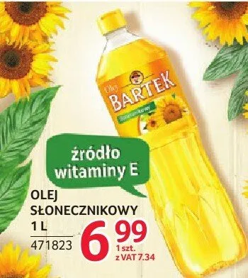 Olej słonecznikowy Bartek 1l promocja w Selgros