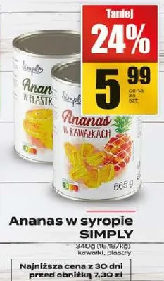 Ananas w syropie Simply promocja w Supeco