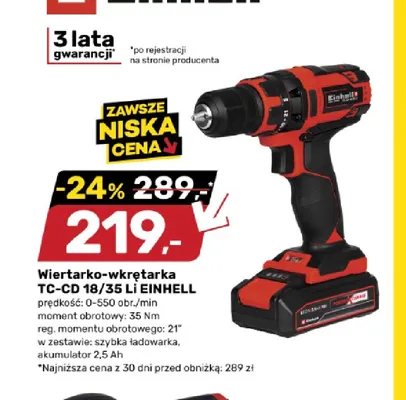 Wiertarko-wkrętarka TC-CD 18/35 Li Einhell promocja w Bricomarche