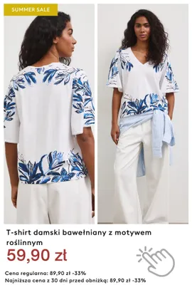 T-shirt damski bawełniany z motywem roślinnym promocja w Medicine