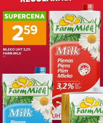 Mleko UHT 3,2% Farm Milk promocja w Stokrotka