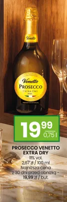 Wino musujące Prosecco Venetto Extra Dry promocja w Twój Market