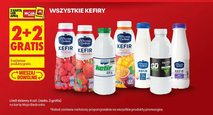 Kefir truskawka Mleczna Dolina promocja w Biedronka