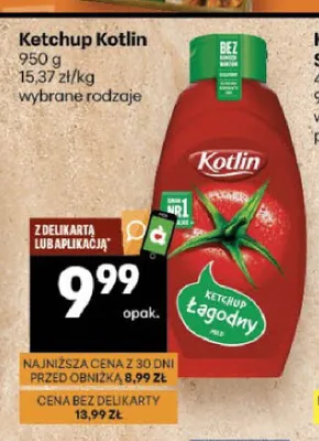 Ketchup Łagodny Kotlin promocja w Delikatesy Centrum